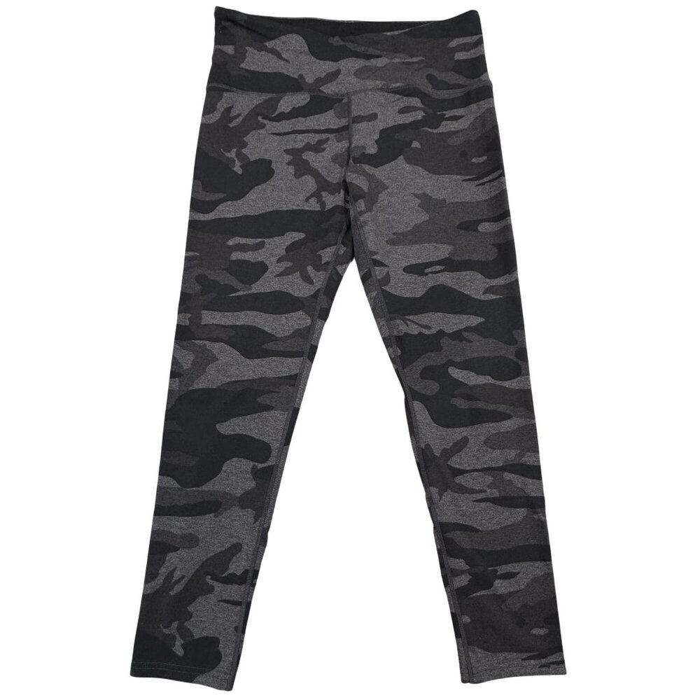 Tuff Athletics Camo Print Womens Leggings Sz Large Black Gray Activewear Pocket - Picture 2 of 14